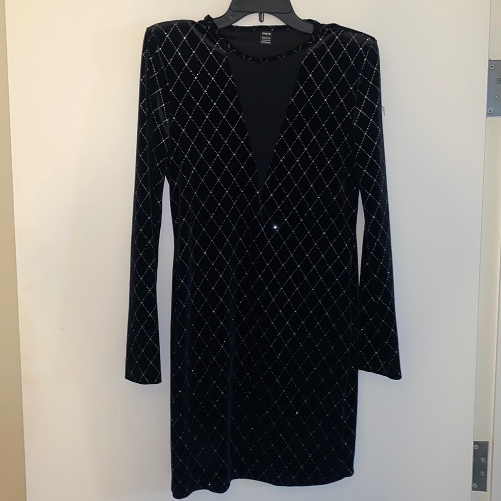 Black velvet glittery dress